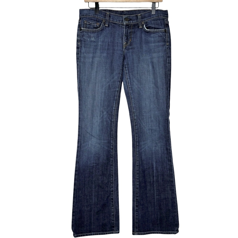 Citizens of Humanity Kelly Low Bootcut Jeans Sz 29 Blue Distressed w Stretch USA